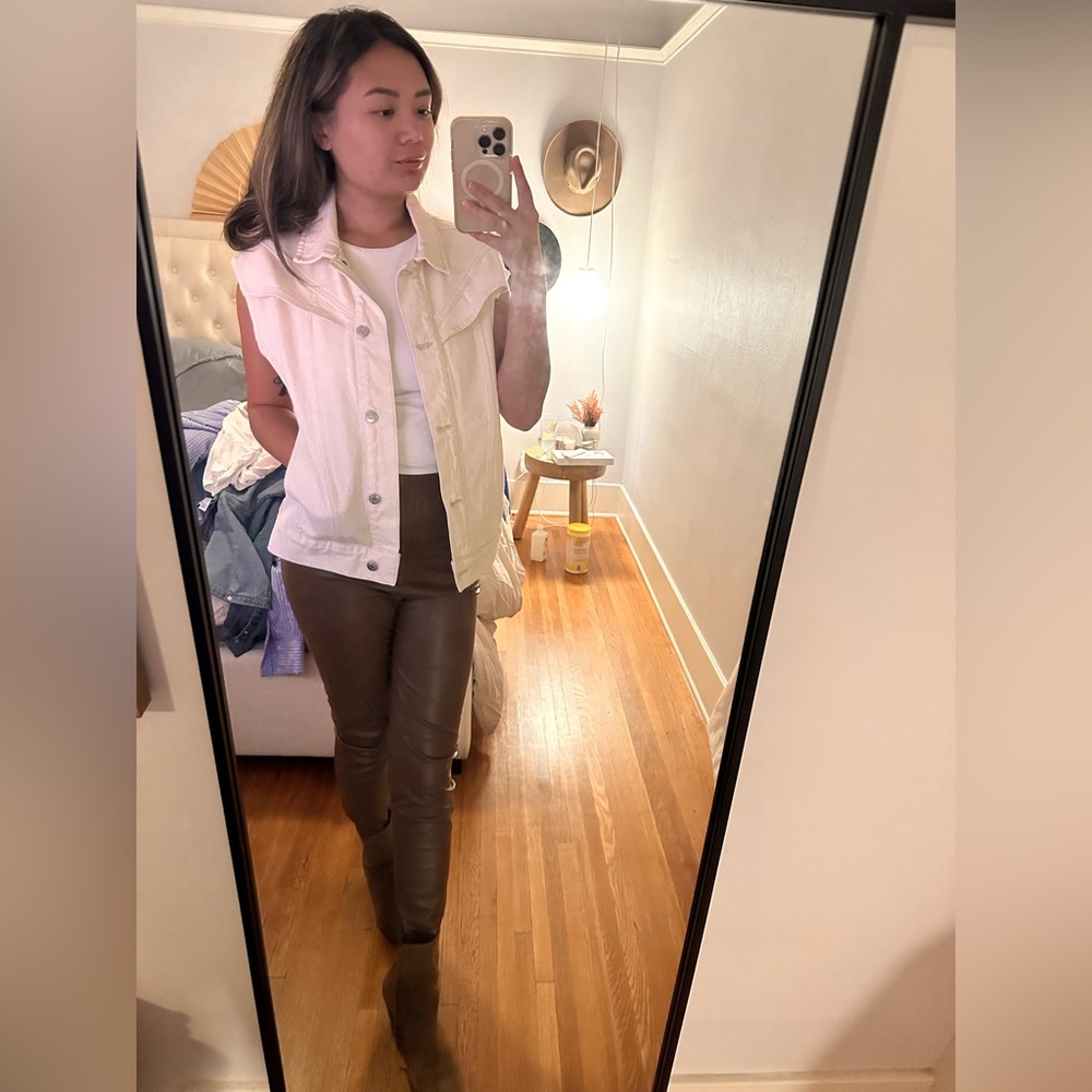 MANGO White Denim Western Vest